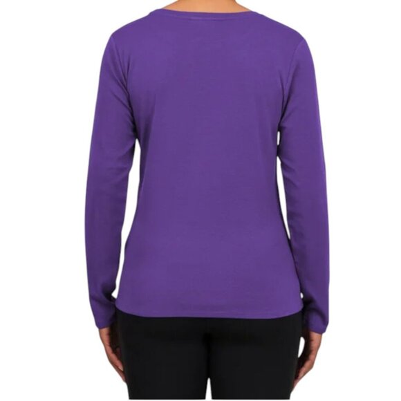 NEW United Colors of Benetton Long Sleeve Supima Cotton Tee | Purple - Picture 2 of 6